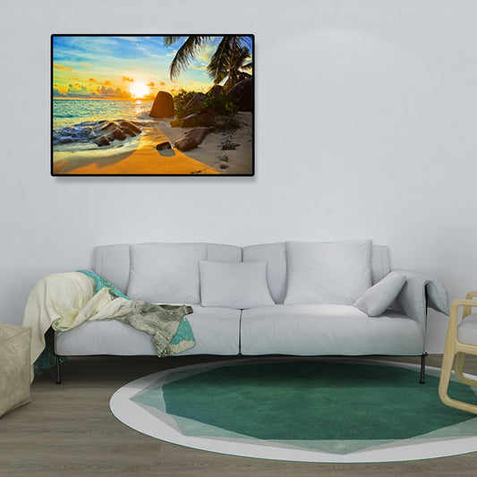 Coastal Beach Scenery Paintings Light Color Wrapped Canvas, Multiple Size Options Clearhalo 'Art Gallery' 'Canvas Art' 'Coastal Art Gallery' 'Nautical' Arts' 1691636