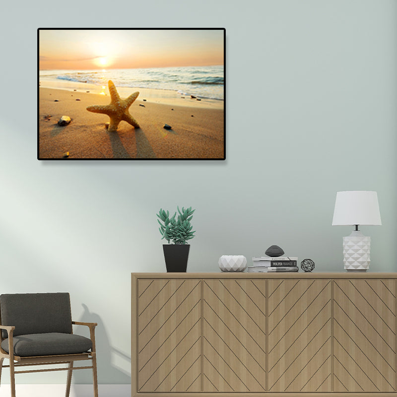 Coastal Beach Scenery Paintings Light Color Wrapped Canvas, Multiple Size Options Yellow Clearhalo 'Art Gallery' 'Canvas Art' 'Coastal Art Gallery' 'Nautical' Arts' 1691640