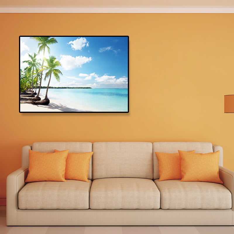Coastal Beach Scenery Paintings Light Color Wrapped Canvas, Multiple Size Options Clearhalo 'Art Gallery' 'Canvas Art' 'Coastal Art Gallery' 'Nautical' Arts' 1691644