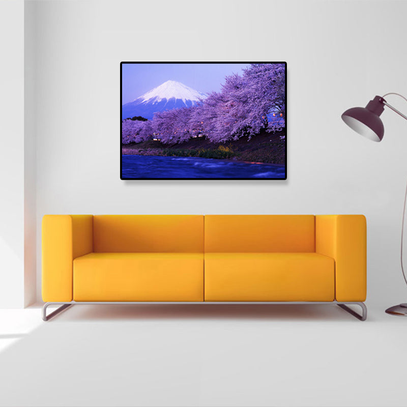 Canvas Home Decor Art Print Japanese Plant Paintings in Soft Color, Multiple Sizes Purple Clearhalo 'Arts' 'Canvas Art' 1691646
