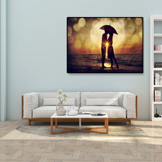 Light Color Lovers Wrapped Canvas Human Modern Decorative Wall Art Print for Bedroom Clearhalo 'Art Gallery' 'Canvas Art' 'Contemporary Art Gallery' 'Modern' Arts' 1691669