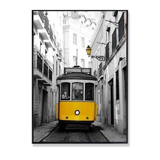 Tramcar Wall Art Decor Contemporary Decorative for Drawing Room Canvas Prints in Yellow Clearhalo 'Art Gallery' 'Canvas Art' 'Contemporary Art Gallery' 'Modern' Arts' 1691680