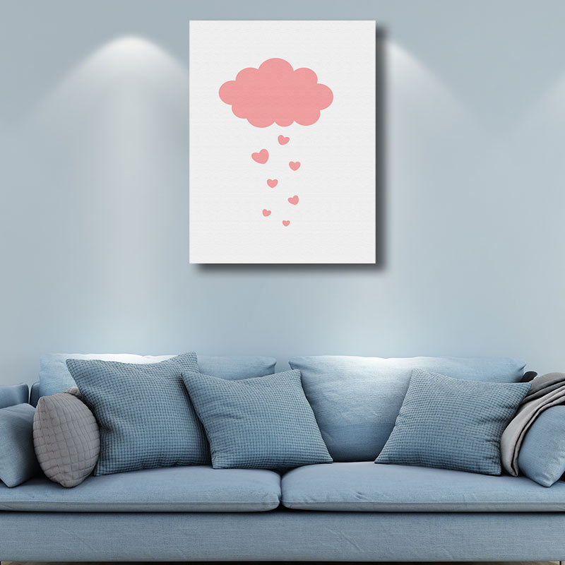 Modern Cloud and Heart Art Print Canvas Decorative Pink Paintings for Sleeping Room Clearhalo 'Art Gallery' 'Canvas Art' 'Contemporary Art Gallery' 'Modern' Arts' 1691753