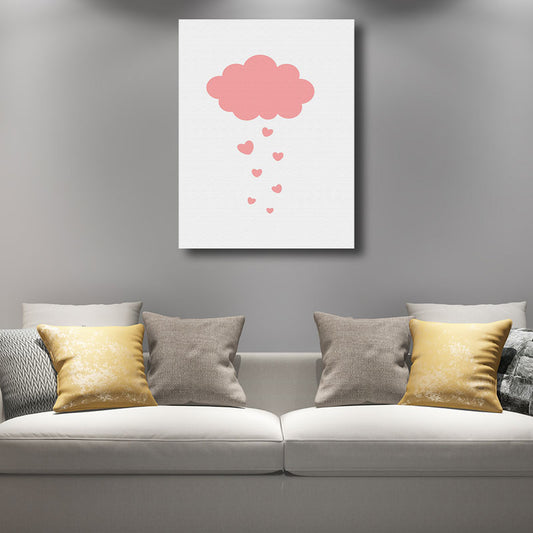 Modern Cloud and Heart Art Print Canvas Decorative Pink Paintings for Sleeping Room Clearhalo 'Art Gallery' 'Canvas Art' 'Contemporary Art Gallery' 'Modern' Arts' 1691754