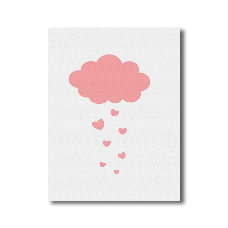 Modern Cloud and Heart Art Print Canvas Decorative Pink Paintings for Sleeping Room Clearhalo 'Art Gallery' 'Canvas Art' 'Contemporary Art Gallery' 'Modern' Arts' 1691755