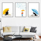 Cartoon Raining and Umbrella Canvas Light Color Home Wall Art Decor for Playroom Orange Clearhalo 'Art Gallery' 'Canvas Art' 'Kids' Arts' 1691766