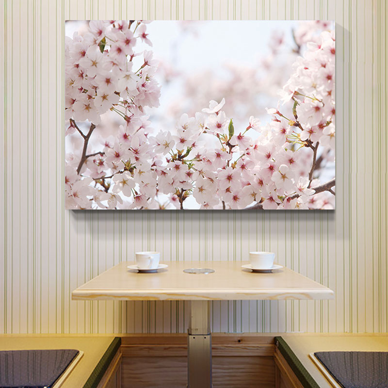 Light Color Sakura Canvas Print Floral Simplicity Home Wall Art Decor for Drawing Room White Clearhalo 'Art Gallery' 'Canvas Art' 'Kids' Arts' 1691802