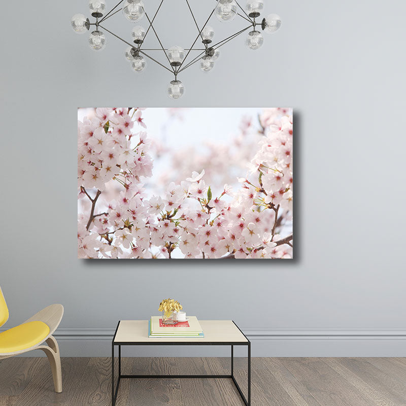 Light Color Sakura Canvas Print Floral Simplicity Home Wall Art Decor for Drawing Room Clearhalo 'Art Gallery' 'Canvas Art' 'Kids' Arts' 1691803