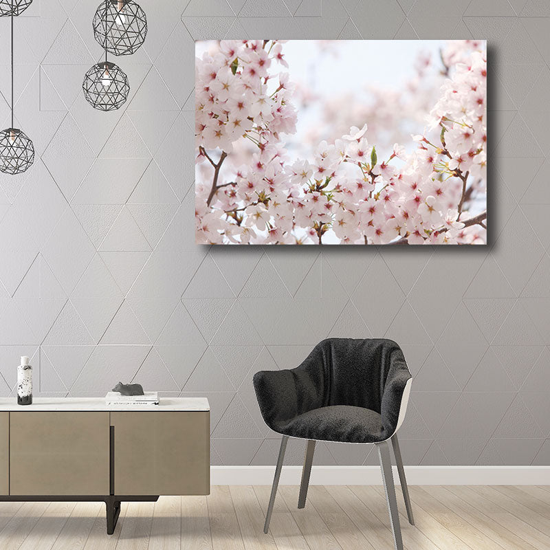 Light Color Sakura Canvas Print Floral Simplicity Home Wall Art Decor for Drawing Room Clearhalo 'Art Gallery' 'Canvas Art' 'Kids' Arts' 1691804