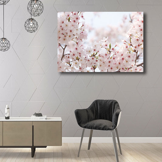 Light Color Sakura Canvas Print Floral Simplicity Home Wall Art Decor for Drawing Room Clearhalo 'Art Gallery' 'Canvas Art' 'Kids' Arts' 1691804