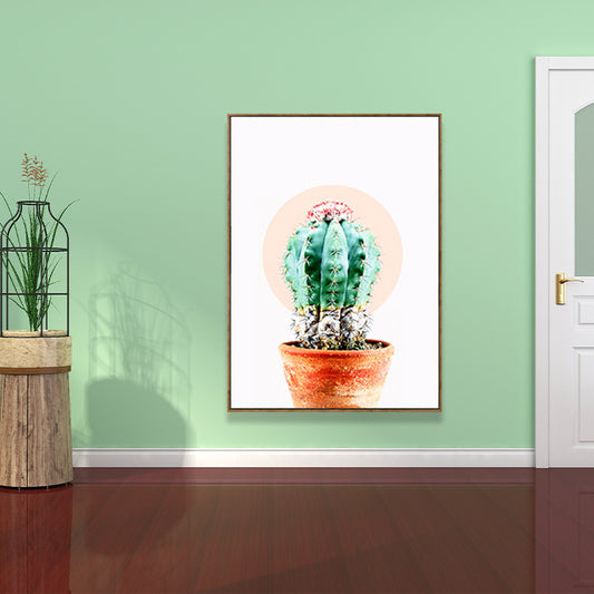 Minimalist Cactus Canvas Print Soft Color for Drawing Room Wall Art Decor, Multiple Size Options Clearhalo 'Art Gallery' 'Canvas Art' 'Contemporary Art Gallery' 'Modern' Arts' 1691839