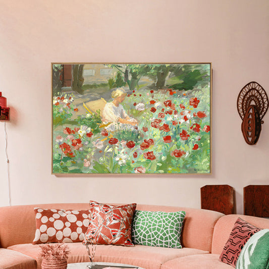 Country Style Painting Green Garden Maiden Wall Art Decor, Multiple Sizes Options Green Clearhalo 'Art Gallery' 'Canvas Art' 'Country Art Gallery' 'French Country' 'Rustic' Arts' 1691858