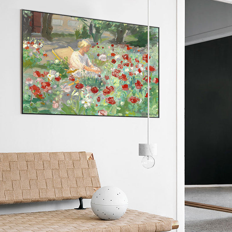 Country Style Painting Green Garden Maiden Wall Art Decor, Multiple Sizes Options Clearhalo 'Art Gallery' 'Canvas Art' 'Country Art Gallery' 'French Country' 'Rustic' Arts' 1691860