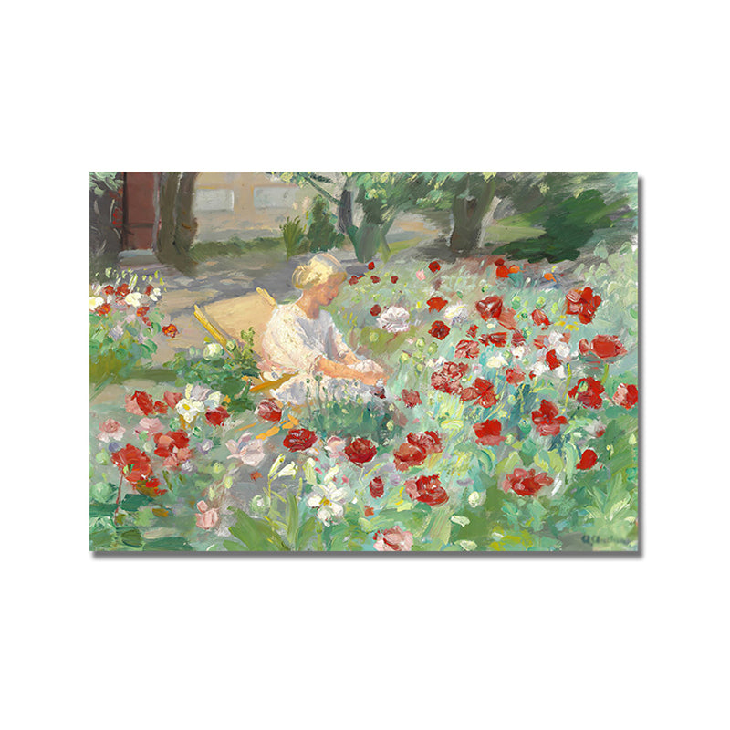Country Style Painting Green Garden Maiden Wall Art Decor, Multiple Sizes Options Clearhalo 'Art Gallery' 'Canvas Art' 'Country Art Gallery' 'French Country' 'Rustic' Arts' 1691861