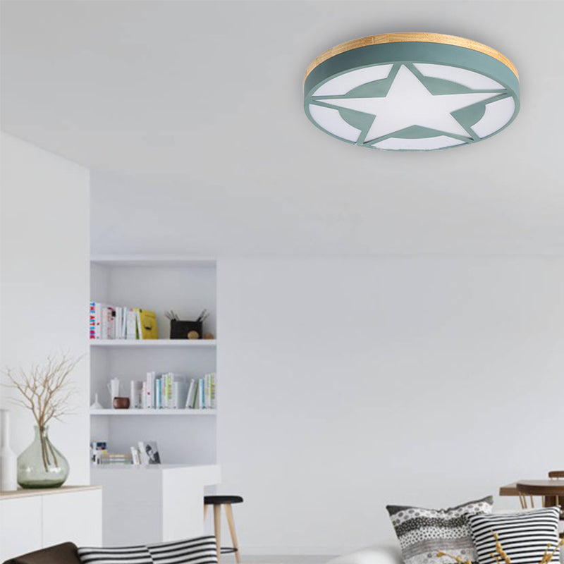 Wood LED Ceiling Light, Star Flush Mount Light with Acrylic Shade for Boys Bedroom Modern Style Clearhalo 'Ceiling Lights' 'Close To Ceiling Lights' 'Close to ceiling' 'Flush mount' Lighting' 169206