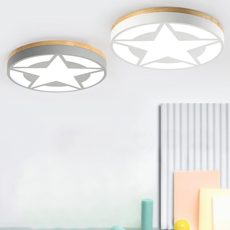 Wood LED Ceiling Light, Star Flush Mount Light with Acrylic Shade for Boys Bedroom Modern Style Clearhalo 'Ceiling Lights' 'Close To Ceiling Lights' 'Close to ceiling' 'Flush mount' Lighting' 169209
