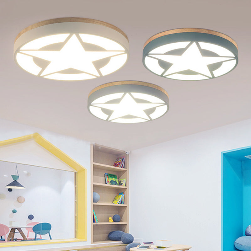 Wood LED Ceiling Light, Star Flush Mount Light with Acrylic Shade for Boys Bedroom Modern Style Clearhalo 'Ceiling Lights' 'Close To Ceiling Lights' 'Close to ceiling' 'Flush mount' Lighting' 169213