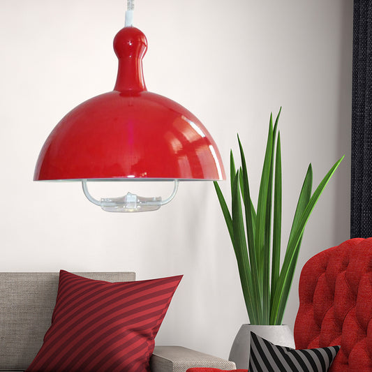 1 Head Extendable Domed Hanging Fixture Industrial Style Chrome/Red Aluminum Ceiling Pendant with Handle Red Clearhalo 'Art Deco Pendants' 'Cast Iron' 'Ceiling Lights' 'Ceramic' 'Crystal' 'Industrial Pendants' 'Industrial' 'Metal' 'Middle Century Pendants' 'Pendant Lights' 'Pendants' 'Tiffany' Lighting' 16922