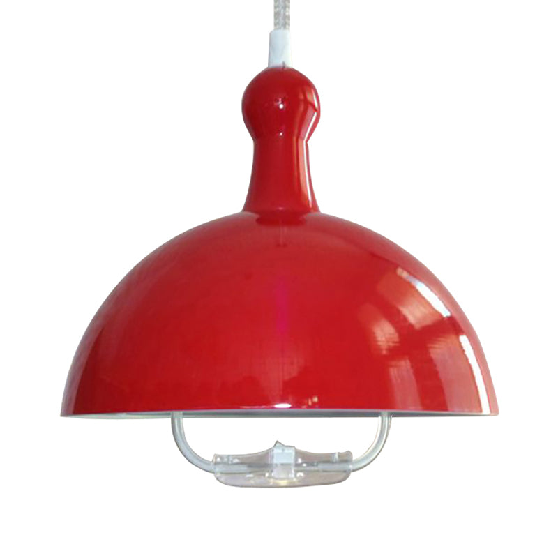 1 Head Extendable Domed Hanging Fixture Industrial Style Chrome/Red Aluminum Ceiling Pendant with Handle Clearhalo 'Art Deco Pendants' 'Cast Iron' 'Ceiling Lights' 'Ceramic' 'Crystal' 'Industrial Pendants' 'Industrial' 'Metal' 'Middle Century Pendants' 'Pendant Lights' 'Pendants' 'Tiffany' Lighting' 16924