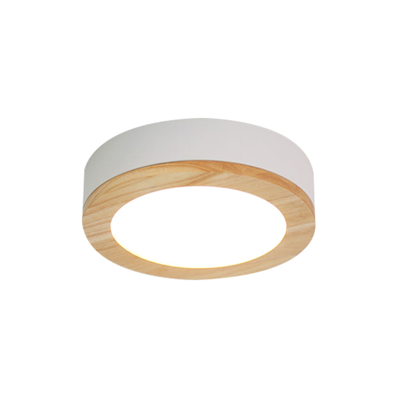 Drum Ceiling Light, Kids Flush Mount Light Fixture with Wood and Acrylic Shade for Bedroom White Clearhalo 'Ceiling Lights' 'Close To Ceiling Lights' 'Close to ceiling' 'Flush mount' Lighting' 169242