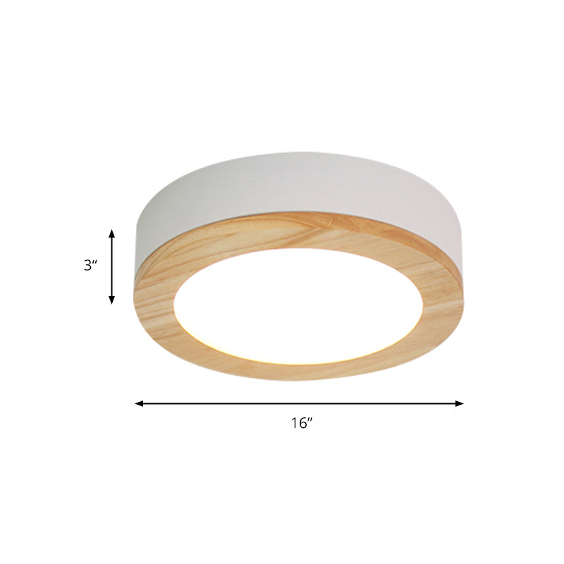 Drum Ceiling Light, Kids Flush Mount Light Fixture with Wood and Acrylic Shade for Bedroom Clearhalo 'Ceiling Lights' 'Close To Ceiling Lights' 'Close to ceiling' 'Flush mount' Lighting' 169243