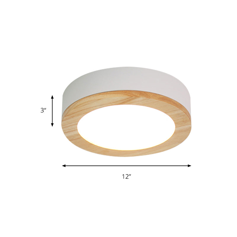Drum Ceiling Light, Kids Flush Mount Light Fixture with Wood and Acrylic Shade for Bedroom Clearhalo 'Ceiling Lights' 'Close To Ceiling Lights' 'Close to ceiling' 'Flush mount' Lighting' 169244