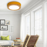 Drum Ceiling Light, Kids Flush Mount Light Fixture with Wood and Acrylic Shade for Bedroom Clearhalo 'Ceiling Lights' 'Close To Ceiling Lights' 'Close to ceiling' 'Flush mount' Lighting' 169249