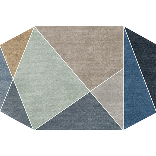 Blue and Brown Irregular Rug Bedroom Novelty Color Block Pattern Area Rug Polyester Pet Friendly Carpet Clearhalo 'Area Rug' 'Rug' 1692522
