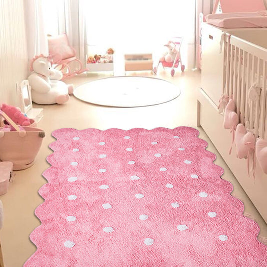 Stylish Kids Irregular Rug in Pink and Grey Polka Dots Pattern Rug Polyester Non-Slip Carpet for Children's Room Pink 3'7" x 4'11" Clearhalo 'Area Rug' 'Casual' 'Rugs' Rug' 1692590
