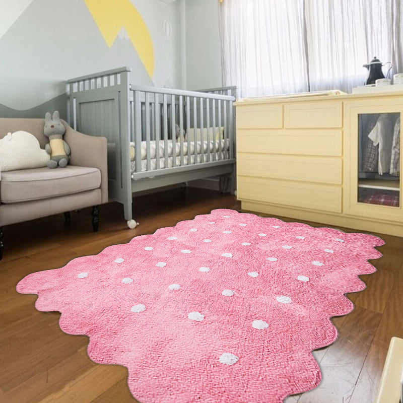 Stylish Kids Irregular Rug in Pink and Grey Polka Dots Pattern Rug Polyester Non-Slip Carpet for Children's Room Clearhalo 'Area Rug' 'Casual' 'Rugs' Rug' 1692591