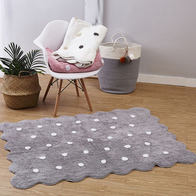 Stylish Kids Irregular Rug in Pink and Grey Polka Dots Pattern Rug Polyester Non-Slip Carpet for Children's Room Clearhalo 'Area Rug' 'Casual' 'Rugs' Rug' 1692595