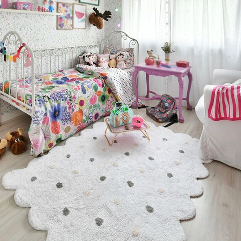 Stylish Kids Irregular Rug in Pink and Grey Polka Dots Pattern Rug Polyester Non-Slip Carpet for Children's Room White 3'7" x 4'11" Clearhalo 'Area Rug' 'Casual' 'Rugs' Rug' 1692597