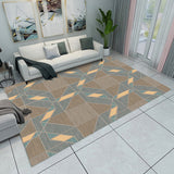 Grey and Green Bedroom Rug Modern Color Block Pattern Area Rug Polyester Washable Pet Friendly Carpet Brown