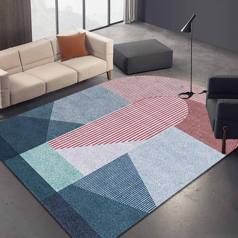 Novelty Living Room Irregular Rug in Pink and Grey Color Block Stripe Print Rug Polyester Anti-Slip Area Rug Pink Clearhalo 'Area Rug' 'Rug' 1692646
