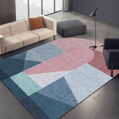 Novelty Living Room Irregular Rug in Pink and Grey Color Block Stripe Print Rug Polyester Anti-Slip Area Rug Pink Clearhalo 'Area Rug' 'Rug' 1692646