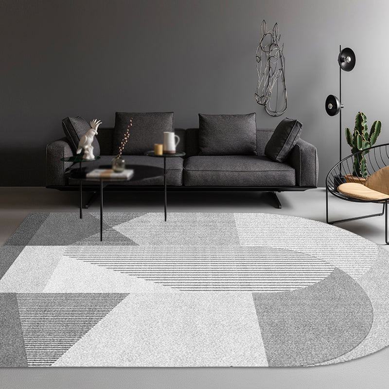 Novelty Living Room Irregular Rug in Pink and Grey Color Block Stripe Print Rug Polyester Anti-Slip Area Rug Grey Clearhalo 'Area Rug' 'Rug' 1692654