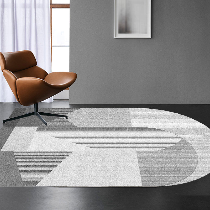 Novelty Living Room Irregular Rug in Pink and Grey Color Block Stripe Print Rug Polyester Anti-Slip Area Rug Clearhalo 'Area Rug' 'Rug' 1692655