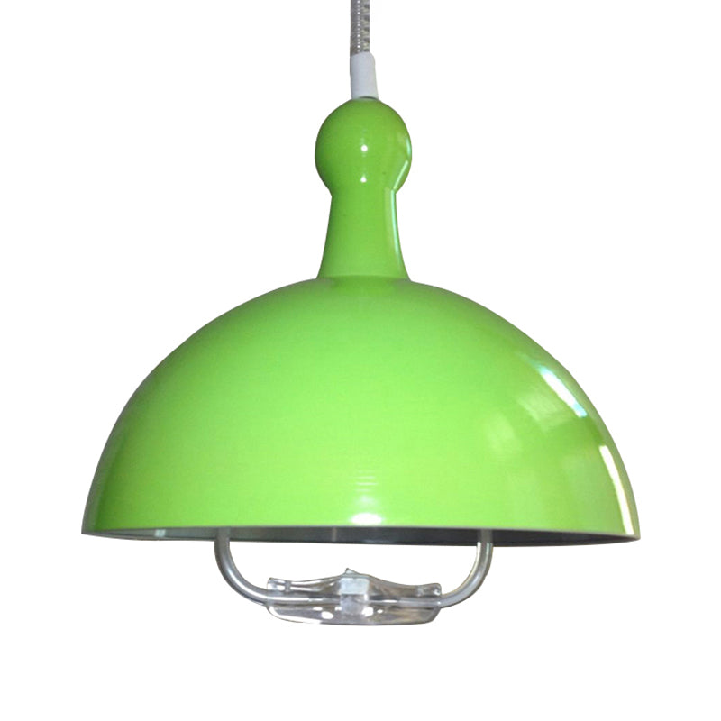 1 Head Extendable Domed Hanging Fixture Industrial Style Chrome/Red Aluminum Ceiling Pendant with Handle Green Clearhalo 'Art Deco Pendants' 'Cast Iron' 'Ceiling Lights' 'Ceramic' 'Crystal' 'Industrial Pendants' 'Industrial' 'Metal' 'Middle Century Pendants' 'Pendant Lights' 'Pendants' 'Tiffany' Lighting' 16927