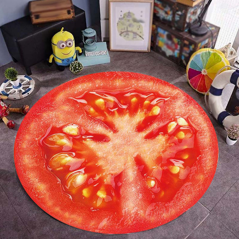 Kids Child's Room Rug in Green Food & Beverage Watermelon Kiwi Fruit Candy Print Rug Polyester Non-Slip Area Rug Red Clearhalo 'Area Rug' 'Rug' 1692705