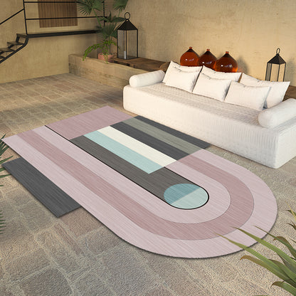 Novelty Living Room Irregular Rug in Pink Color Block Arc Rectangle Print Rug Polyester Machine Washable Area Rug Pink Clearhalo 'Area Rug' 'Rug' 1692731