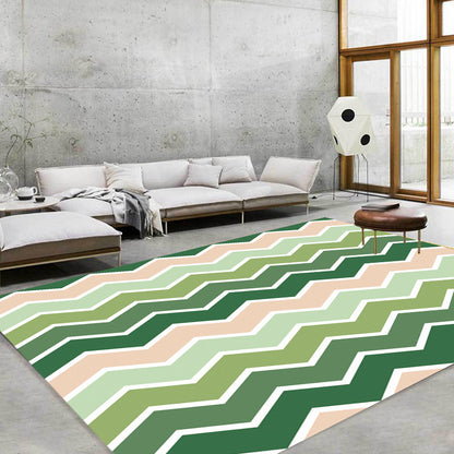Green Bedroom Rug Modern Stripe Wave Pattern Area Rug Polyester Washable Non-Slip Backing Carpet Green Clearhalo 'Area Rug' 'Modern' 'Rugs' Rug' 1692772