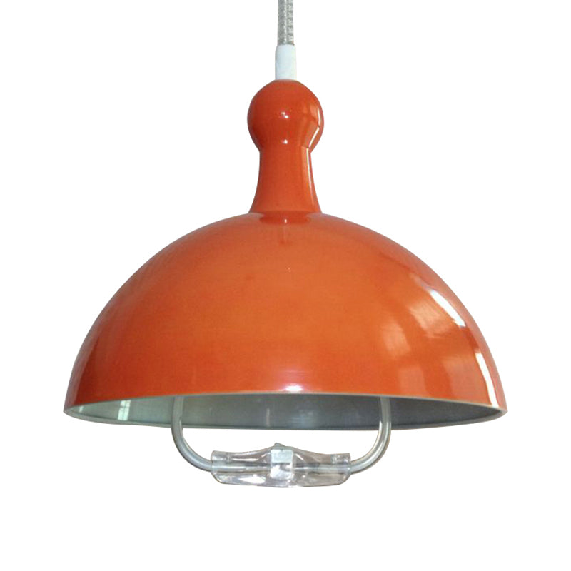 1 Head Extendable Domed Hanging Fixture Industrial Style Chrome/Red Aluminum Ceiling Pendant with Handle Orange Clearhalo 'Art Deco Pendants' 'Cast Iron' 'Ceiling Lights' 'Ceramic' 'Crystal' 'Industrial Pendants' 'Industrial' 'Metal' 'Middle Century Pendants' 'Pendant Lights' 'Pendants' 'Tiffany' Lighting' 16928