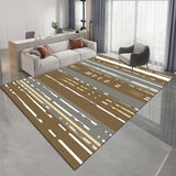 Nordic Modern Rug in Brown Abstract Stripes Pattern Rug Polyester Pet Friendly Carpet for Home Decoration Brown