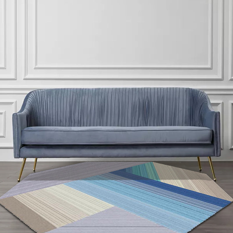 Simple Novelty Irregular Rug in Purple and Blue Colorblock Stripe Pattern Rug Polyester Washable Carpet for Home Decor Light Purple Clearhalo 'Area Rug' 'Rug' 1692838