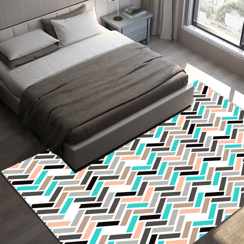 Pink and Green Bedroom Rug Modern Rectangle Pattern Area Rug Polyester Anti-Slip Backing Carpet Clearhalo 'Area Rug' 'Modern' 'Rugs' Rug' 1693025