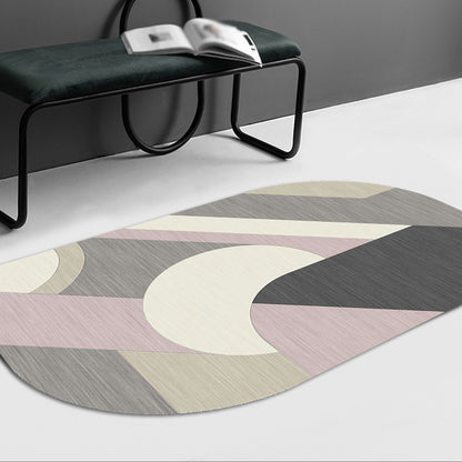 Contemporary Novelty Irregular Rug in Grey and Pink Colorblock Pattern Rug Polyester Washable Carpet for Home Decoration Black Clearhalo 'Area Rug' 'Rug' 1693038