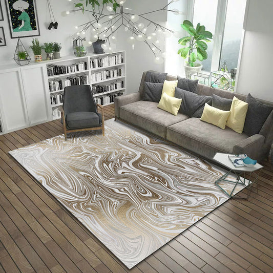 Brown and Pink Bedroom Rug Modern Abstract Brushstroke Painting Pattern Area Rug Polyester Machine Washable Carpet Dark Brown Clearhalo 'Area Rug' 'Modern' 'Rugs' Rug' 1693050