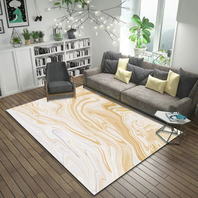 Brown and Pink Bedroom Rug Modern Abstract Brushstroke Painting Pattern Area Rug Polyester Machine Washable Carpet Gold Clearhalo 'Area Rug' 'Modern' 'Rugs' Rug' 1693056