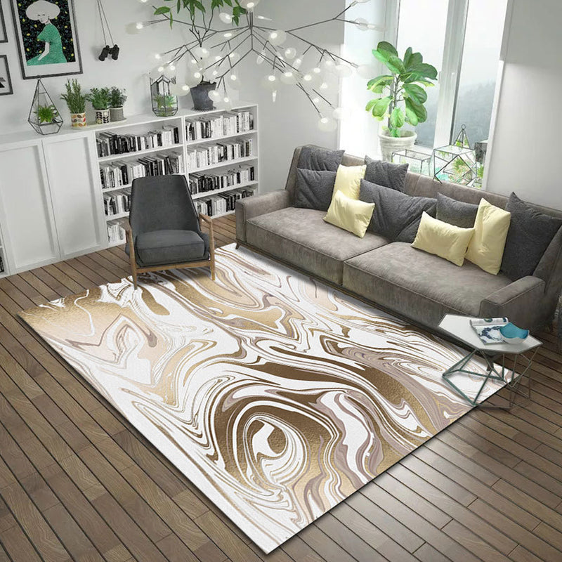 Brown and Pink Bedroom Rug Modern Abstract Brushstroke Painting Pattern Area Rug Polyester Machine Washable Carpet Brown Clearhalo 'Area Rug' 'Modern' 'Rugs' Rug' 1693057