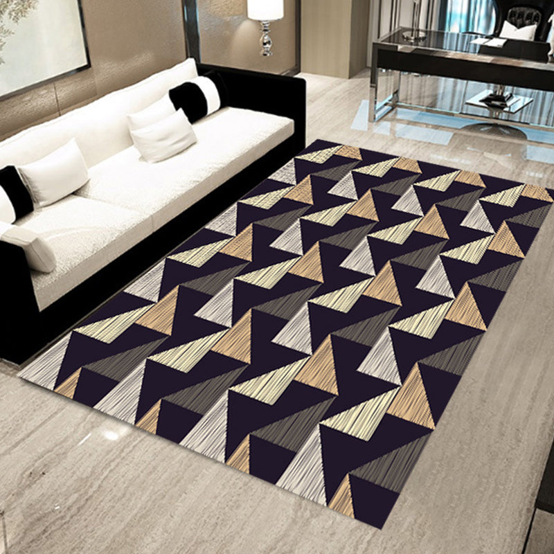 Black Bedroom Rug Modern Geometric Triangle Pattern Area Rug Polyester Stain-Resistant Carpet Yellow Clearhalo 'Area Rug' 'Modern' 'Rugs' Rug' 1693070